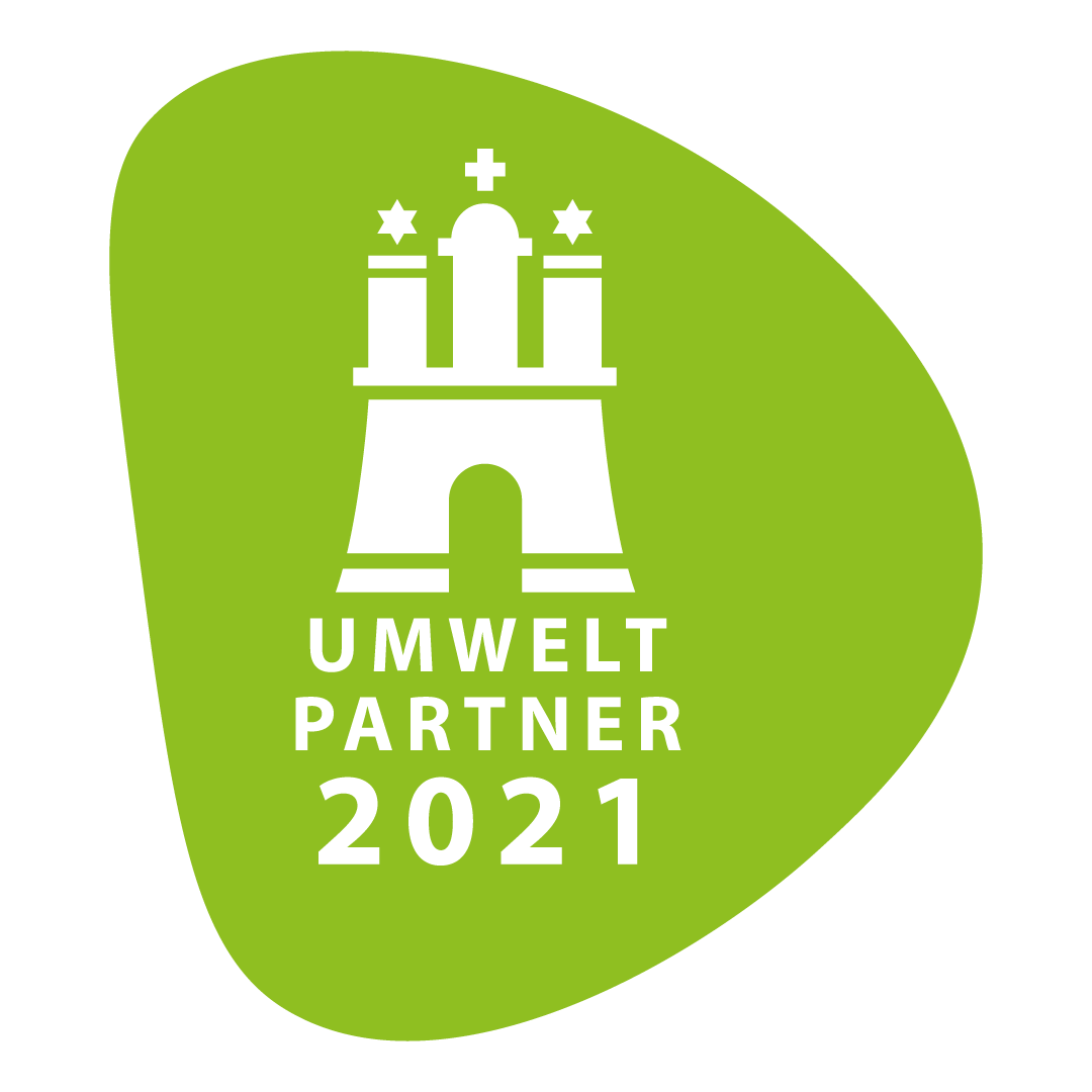 Logo der UmweltPartnerschaft auf grünem Hintergrund